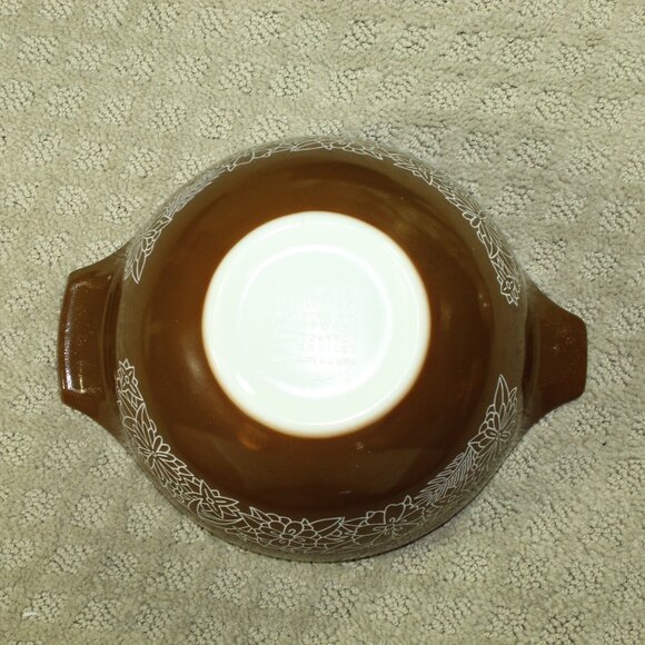 Vtg Pyrex Woodland Mixing Bowl Set of 4 Brown Floral 1970s 441, 442, 443, 444 - Picture 8 of 15